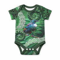 Tui Bird Koru Silver Fern Aotearoa Baby Onesie LT9 Blue - Polynesian Pride