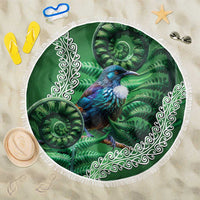 Tui Bird Koru Silver Fern Aotearoa Beach Blanket