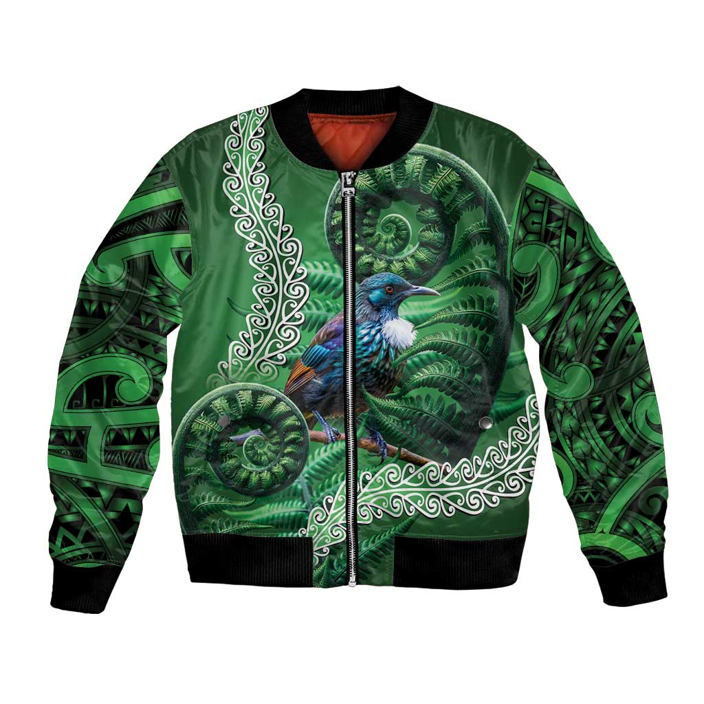 Tui Bird Koru Silver Fern Aotearoa Bomber Jacket