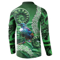 Tui Bird Koru Silver Fern Aotearoa Button Sweatshirt
