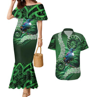 Tui Bird Koru Silver Fern Aotearoa Couples Matching Mermaid Dress and Hawaiian Shirt