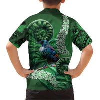 Tui Bird Koru Silver Fern Aotearoa Family Matching Puletasi and Hawaiian Shirt