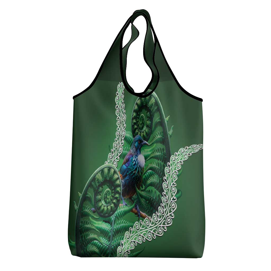 Tui Bird Koru Silver Fern Aotearoa Grocery Bag
