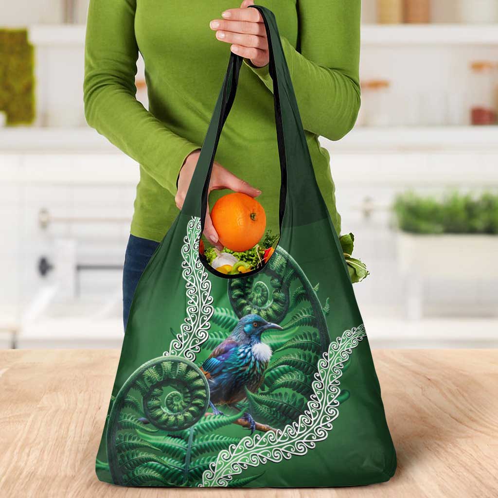 Tui Bird Koru Silver Fern Aotearoa Grocery Bag