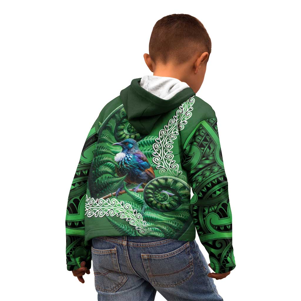 Tui Bird Koru Silver Fern Aotearoa Kid Hoodie