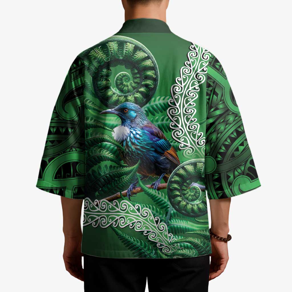 Tui Bird Koru Silver Fern Aotearoa Kimono