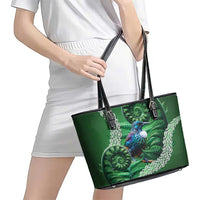 Tui Bird Koru Silver Fern Aotearoa Leather Tote Bag