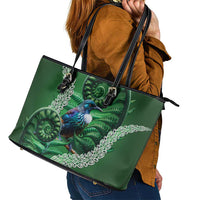 Tui Bird Koru Silver Fern Aotearoa Leather Tote Bag
