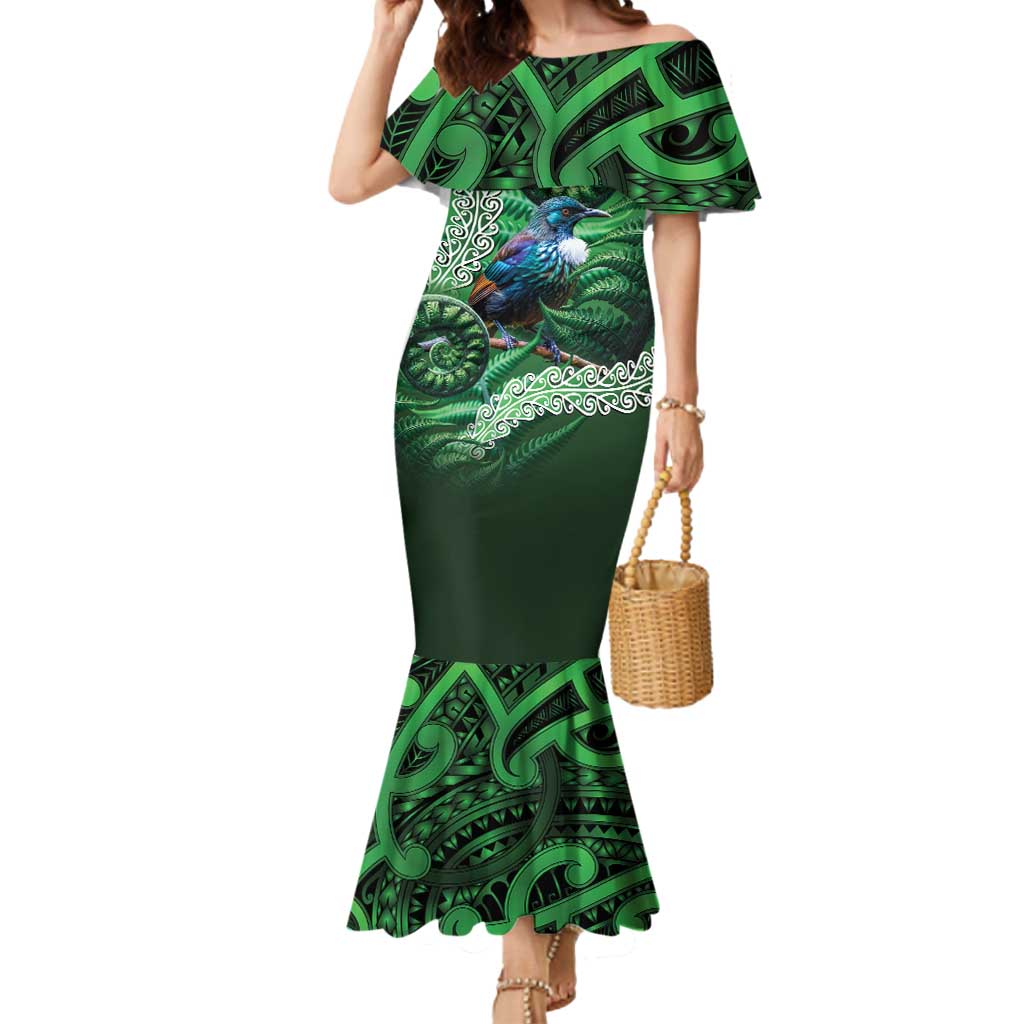 Tui Bird Koru Silver Fern Aotearoa Mermaid Dress