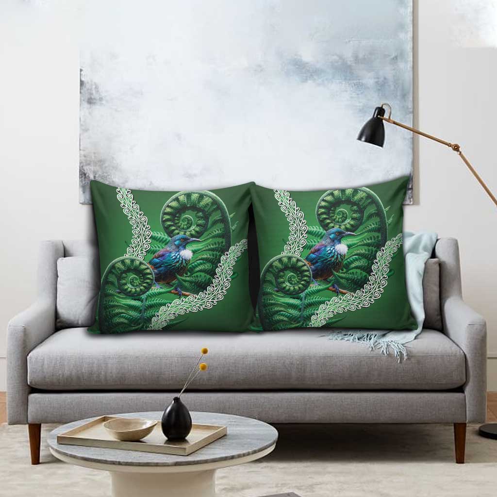Tui Bird Koru Silver Fern Aotearoa Pillow Cover