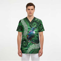 Tui Bird Koru Silver Fern Aotearoa Scrub Top