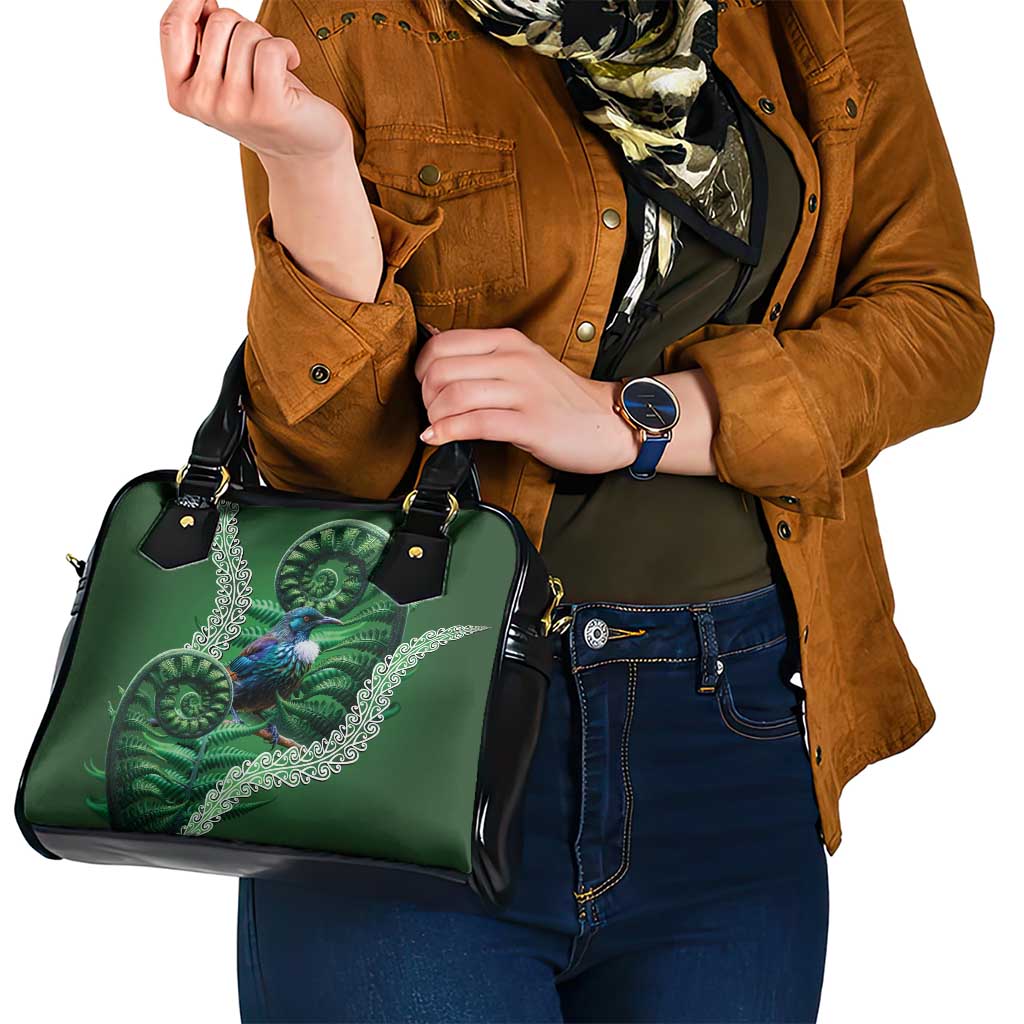 Tui Bird Koru Silver Fern Aotearoa Shoulder Handbag