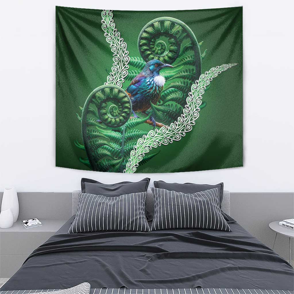 Tui Bird Koru Silver Fern Aotearoa Tapestry