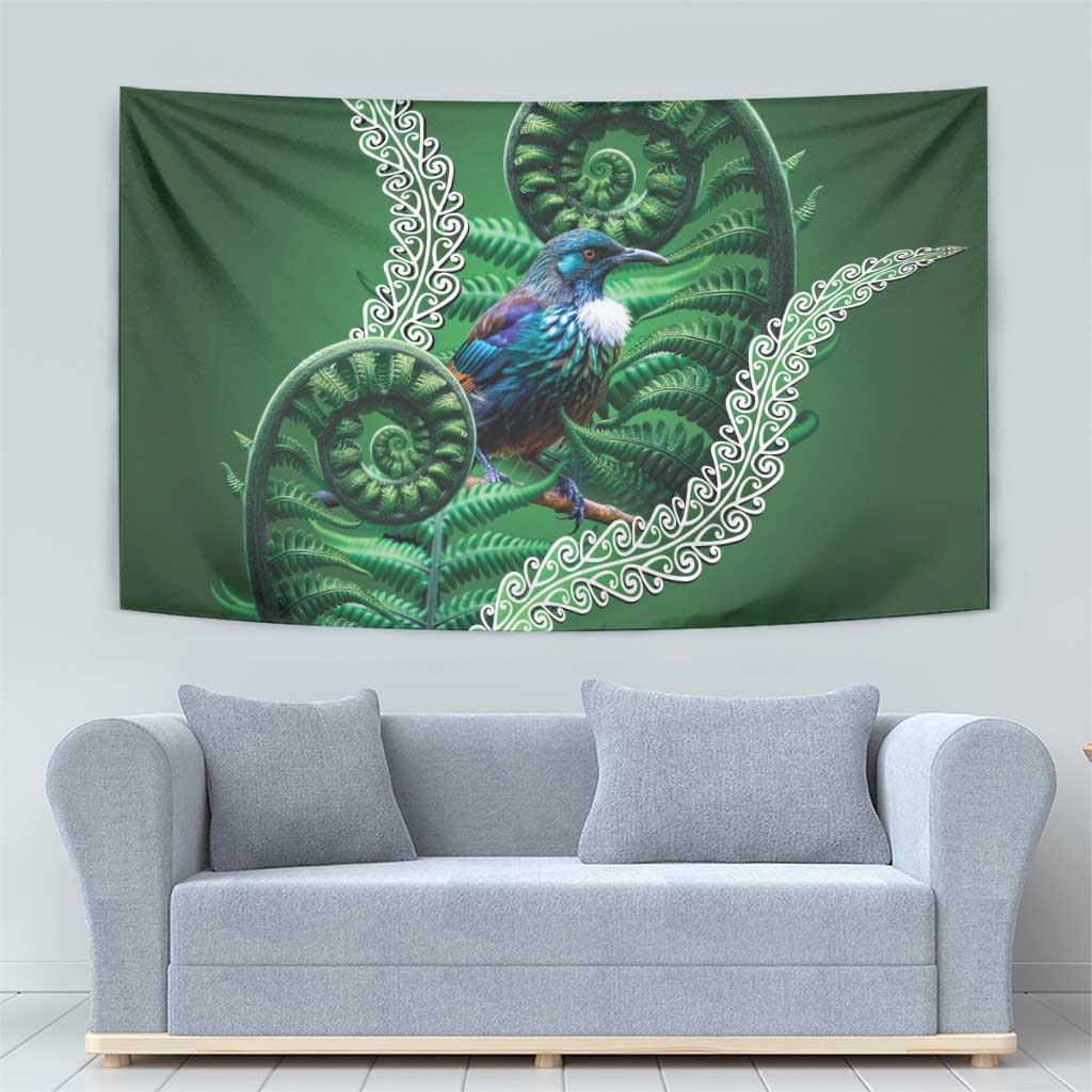 Tui Bird Koru Silver Fern Aotearoa Tapestry