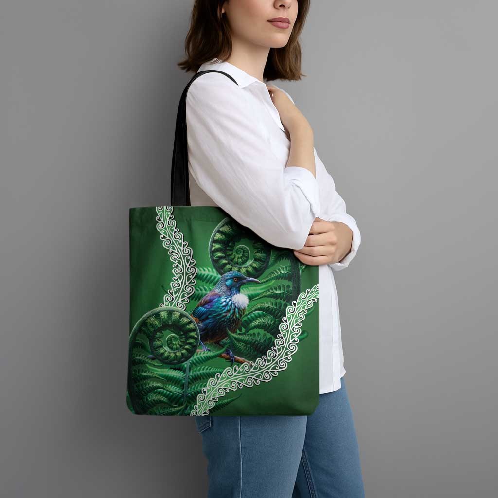 Tui Bird Koru Silver Fern Aotearoa Tote Bag