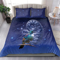 Tui Bird Matariki Galaxy Bedding Set Koru Silver Fern Aotearoa