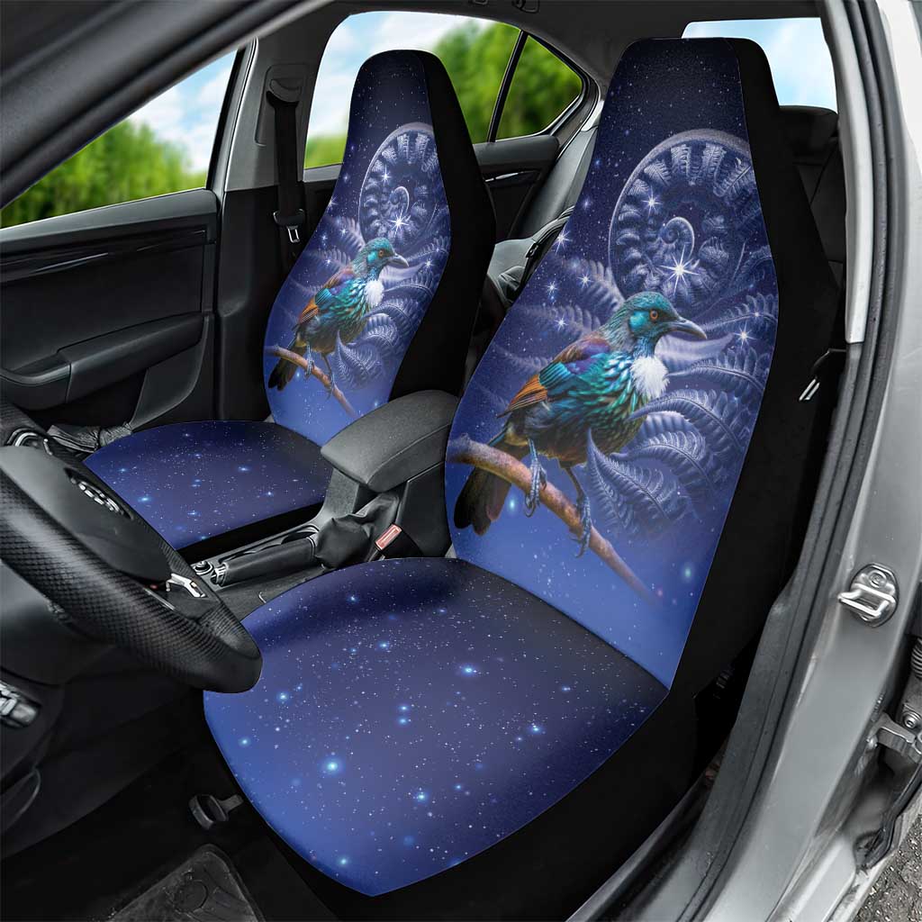 Tui Bird Matariki Galaxy Car Seat Cover Koru Silver Fern Aotearoa