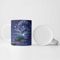 Tui Bird Matariki Galaxy Ceramic Mug Koru Silver Fern Aotearoa