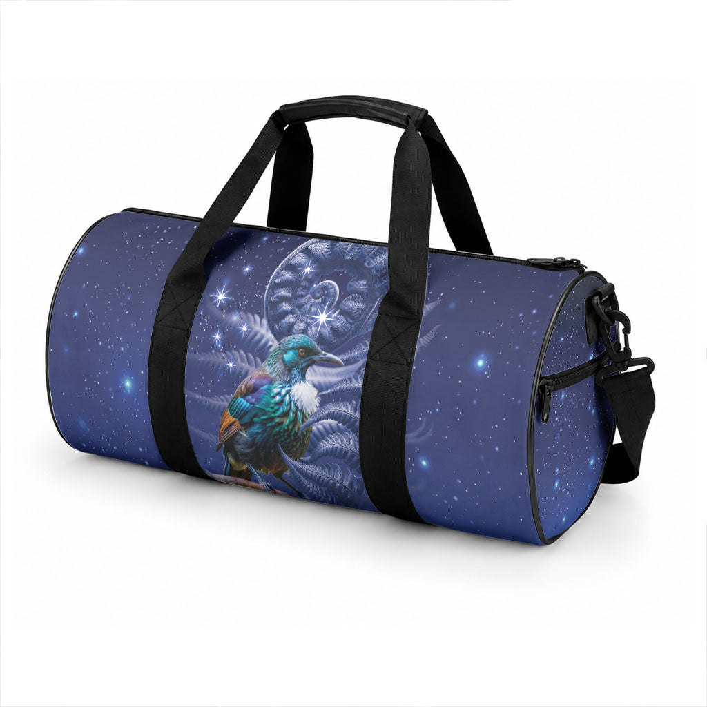 Tui Bird Matariki Galaxy Duffle Bag Koru Silver Fern Aotearoa LT9 - Polynesian Pride