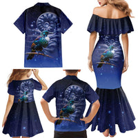 Tui Bird Matariki Galaxy Family Matching Mermaid Dress and Hawaiian Shirt Koru Silver Fern Aotearoa LT9 - Polynesian Pride