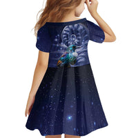 Tui Bird Matariki Galaxy Family Matching Short Sleeve Bodycon Dress and Hawaiian Shirt Koru Silver Fern Aotearoa LT9 - Polynesian Pride