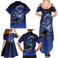 Tui Bird Matariki Galaxy Family Matching Summer Maxi Dress and Hawaiian Shirt Koru Silver Fern Aotearoa LT9 - Polynesian Pride