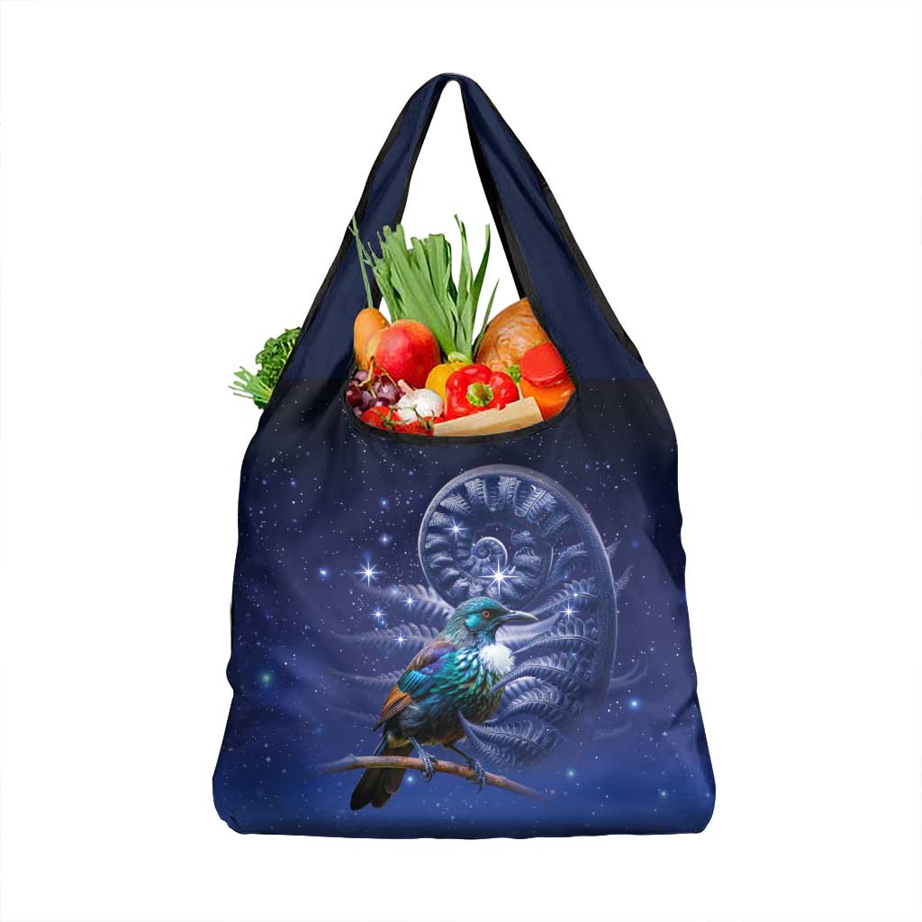 Tui Bird Matariki Galaxy Grocery Bag Koru Silver Fern Aotearoa