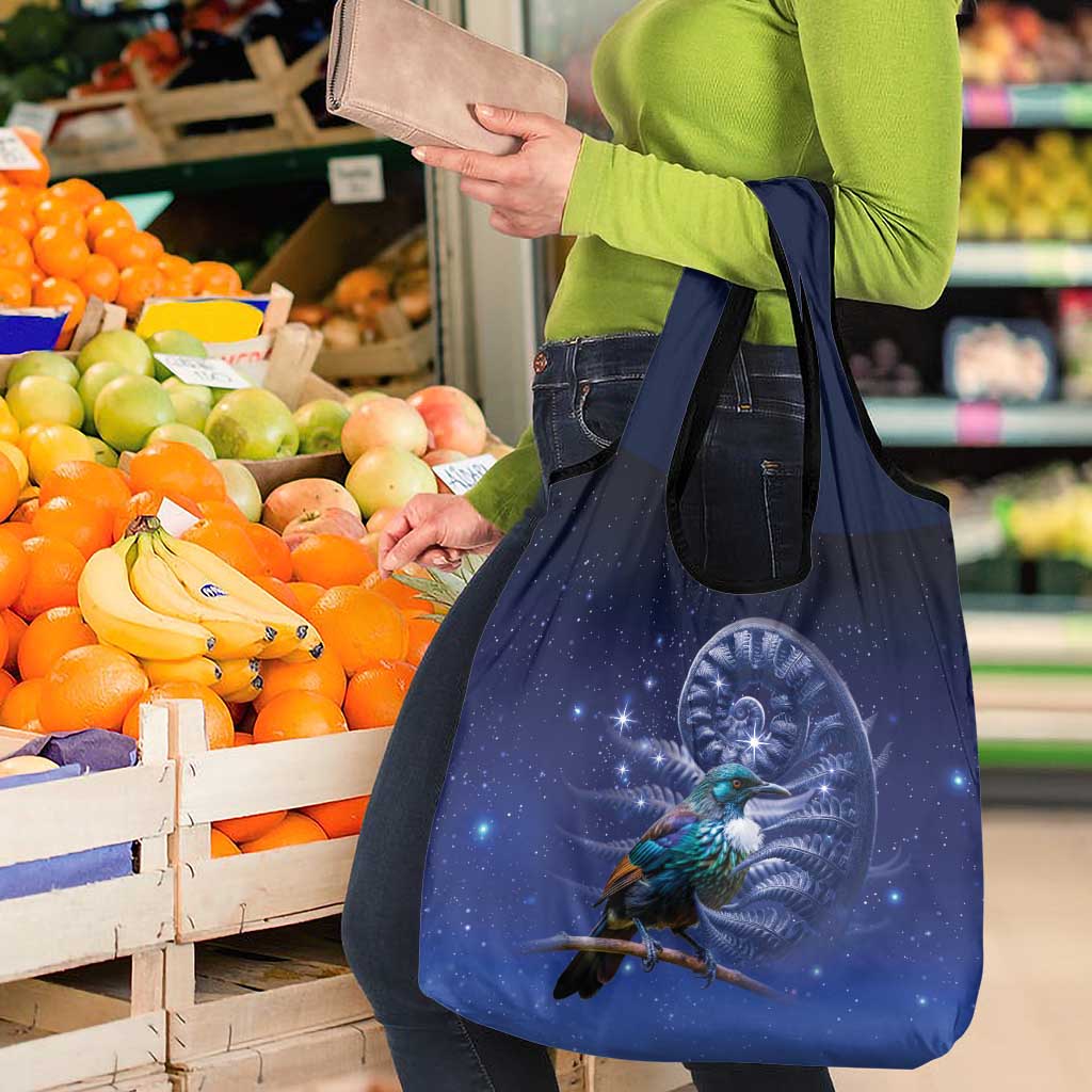 Tui Bird Matariki Galaxy Grocery Bag Koru Silver Fern Aotearoa