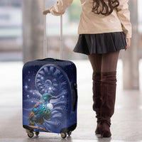 Tui Bird Matariki Galaxy Luggage Cover Koru Silver Fern Aotearoa