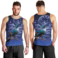 Tui Bird Matariki Galaxy Men Tank Top Koru Silver Fern Aotearoa