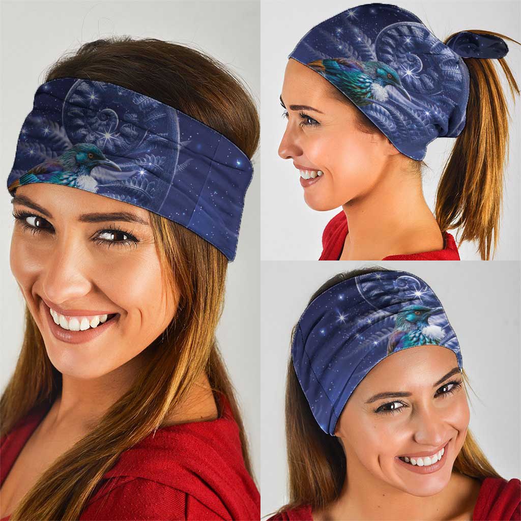Tui Bird Matariki Galaxy Neck Gaiter Koru Silver Fern Aotearoa