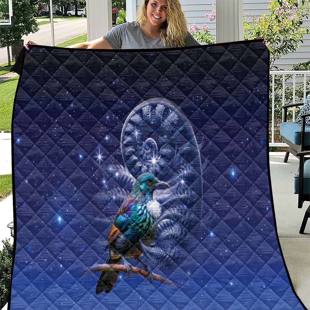 Tui Bird Matariki Galaxy Quilt Koru Silver Fern Aotearoa