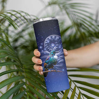 Tui Bird Matariki Galaxy Skinny Tumbler Koru Silver Fern Aotearoa
