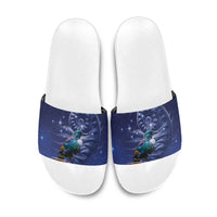 Tui Bird Matariki Galaxy Slide Sandals Koru Silver Fern Aotearoa