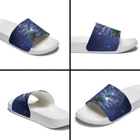 Tui Bird Matariki Galaxy Slide Sandals Koru Silver Fern Aotearoa