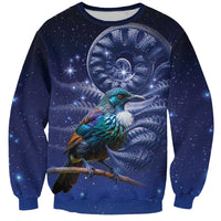 Tui Bird Matariki Galaxy Sweatshirt Koru Silver Fern Aotearoa