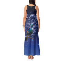 Tui Bird Matariki Galaxy Tank Maxi Dress Koru Silver Fern Aotearoa
