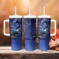 Tui Bird Matariki Galaxy Tumbler With Handle Koru Silver Fern Aotearoa