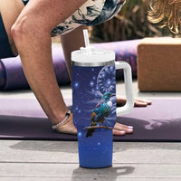 Tui Bird Matariki Galaxy Tumbler With Handle Koru Silver Fern Aotearoa
