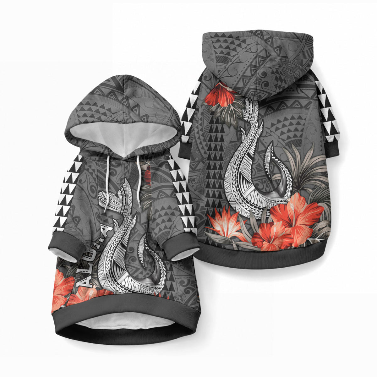Hawaii Fish Hook Pet Hoodie Polynesian Vintage Vibes LT9 Pullover Black - Polynesian Pride