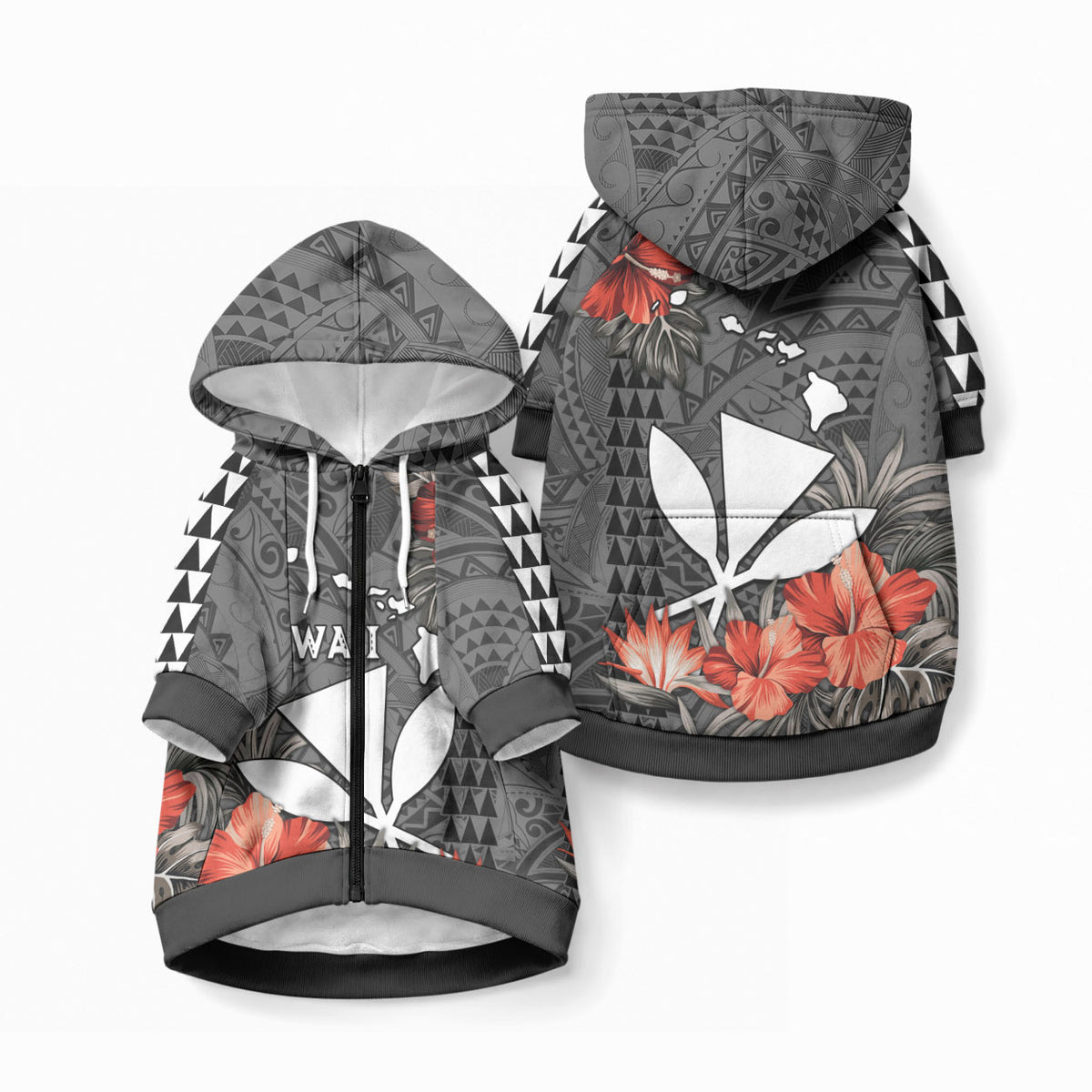 Hawaii Kanaka Maoli Pet Hoodie Polynesian Vintage Vibes LT9 Zip-up Black - Polynesian Pride
