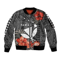 Hawaii Kanaka Maoli Sleeve Zip Bomber Jacket Polynesian Vintage Vibes LT9 Unisex Black - Polynesian Pride