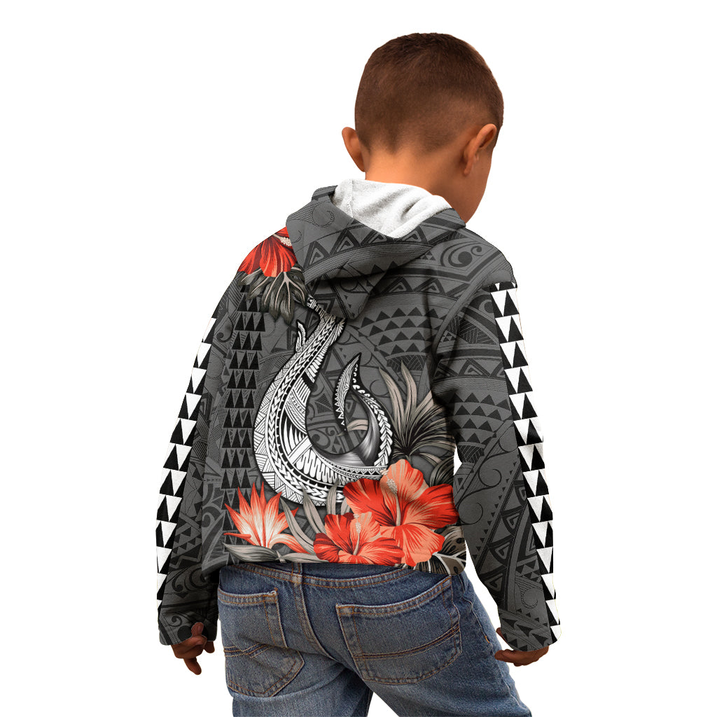 Personalised Hawaii Fish Hook Kid Hoodie Polynesian Vintage Vibes LT9 - Polynesian Pride