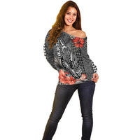 Personalised Hawaii Hammerhead Shark Off Shoulder Sweater Polynesian Vintage Vibes LT9 - Polynesian Pride