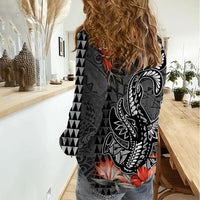 Personalised Hawaii Hammerhead Shark Women Casual Shirt Polynesian Vintage Vibes LT9 - Polynesian Pride
