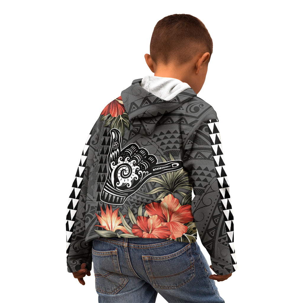 Personalised Hawaii Shaka Surf Hand Sign Kid Hoodie Polynesian Vintage Vibes LT9 - Polynesian Pride