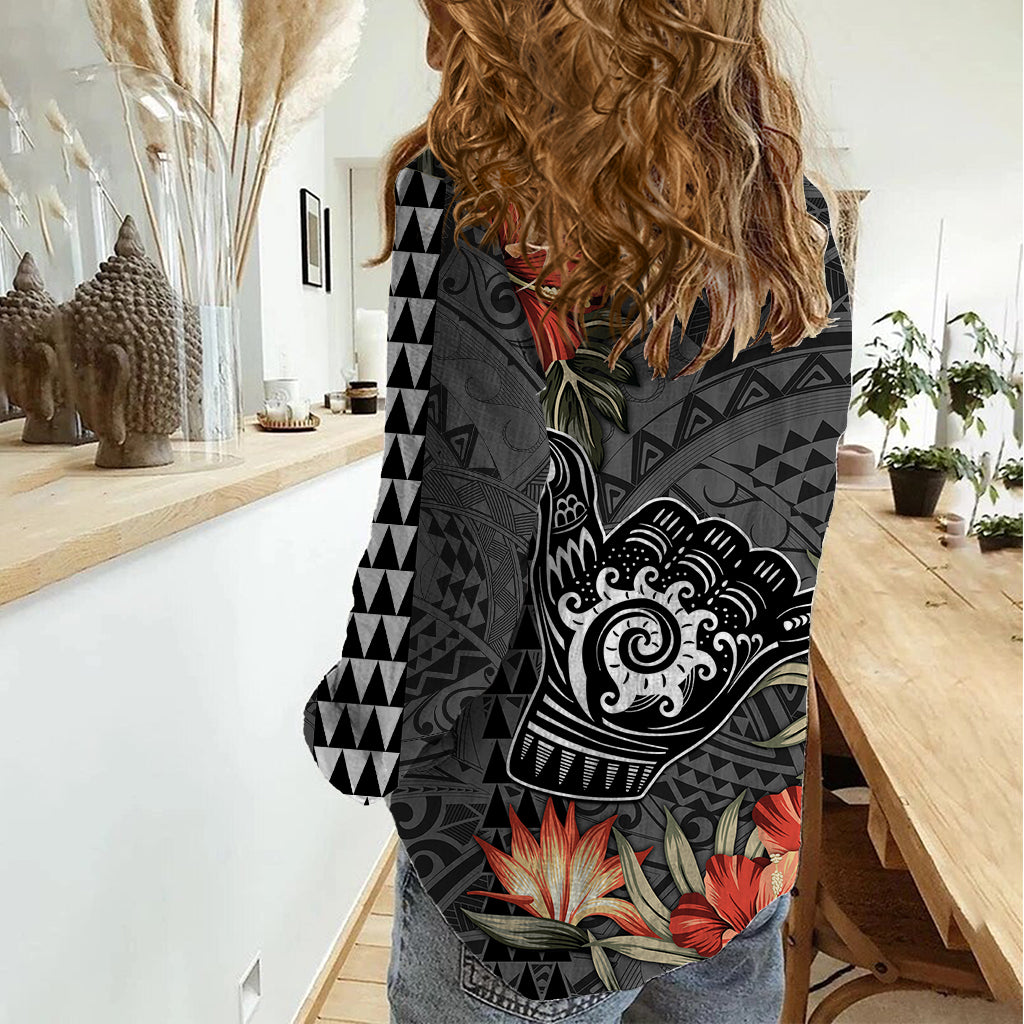 Personalised Hawaii Shaka Surf Hand Sign Women Casual Shirt Polynesian Vintage Vibes LT9 - Polynesian Pride
