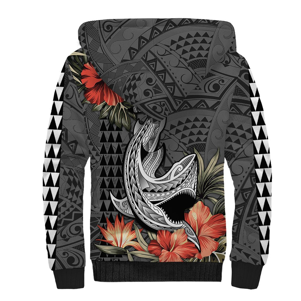 Personalised Hawaii Shark Tattoo Sherpa Hoodie Polynesian Vintage Vibes LT9 - Polynesian Pride