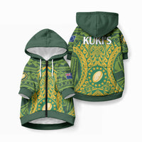 Cook Islands Rugby Pet Hoodie Kukis Athletic Style LT9 Zip-up Green - Polynesian Pride