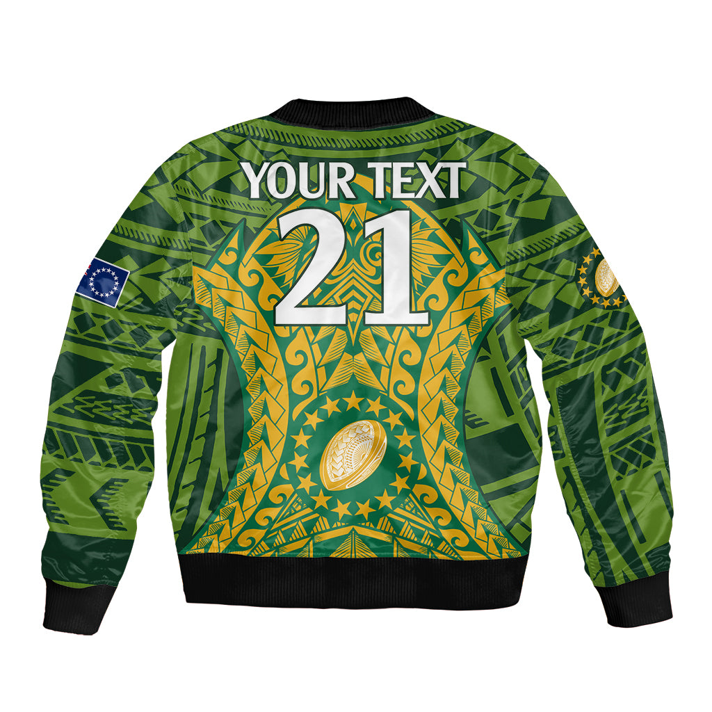 Personalised Cook Islands Rugby Bomber Jacket Kukis Athletic Style LT9 - Polynesian Pride